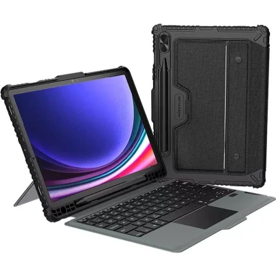 Afbeelding van Nillkin Bumper Keyboard Case Geschikt voor Samsung Galaxy Tab S9 Plus Bluetooth Toetsenbord Hoes met Book Camera Slider Standaard, Stylus Houder en Verlichte Toetsen Zwart