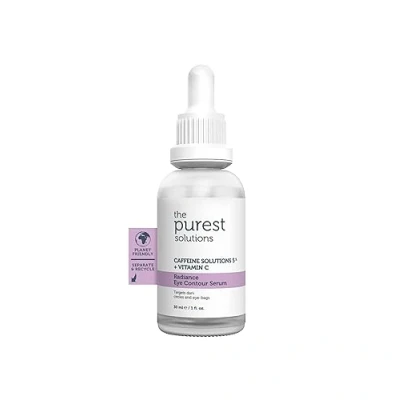 Afbeelding van The Purest Solutions Caffeine 5% + Vitamin C Radiance Eye Contour Serum Vegan Hyaluronzuur Oogwallen Kleurverschillen rond de ogen
