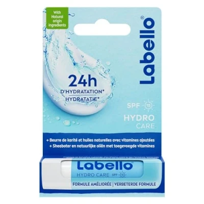 Image de LABELLO Hydro Care (1 x 5,5 ml), Baume à lèvres FPS 15 hydratation longue durée pendant 24H, Soin des enrichi en huiles naturelles et au beurre de karité