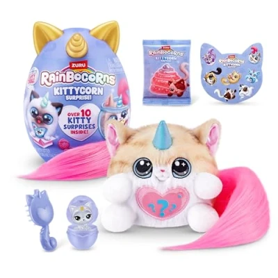 Afbeelding van Rainbocorns Kittycorn Surprise serie 3 van ZURU, pluche speelgoed, dieren om te verzamelen, slijm, verrassingseieren voor meisjes (21,5 cm) (Noorse boskat)