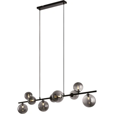 Afbeelding van Freelight Hanglamp Calcio Zwart Smoke Glas 9Lichts 125cm