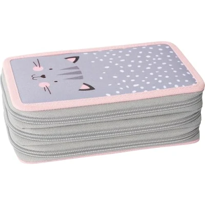 Afbeelding van EBERHARD FABER 577474 trousse triple Decker, avec 36 accessoires d&#039;écriture, à crayons, motif de chat, 3 fermetures éclair