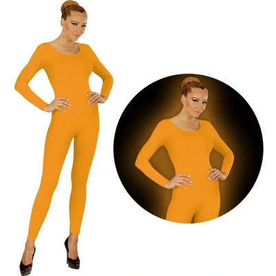Afbeelding van Widmann Dans &amp; Entertainment Kostuum Neon Oranje Bodysuit Glow Vrouw XL Carnavalskleding Verkleedkleding