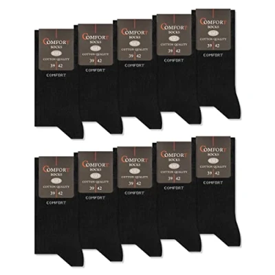 Afbeelding van 10 Paar Comfort Sokken zonder Elastiek &amp; Naad Heren Dames Katoen Comfortband, x zwart, 43 46 EU