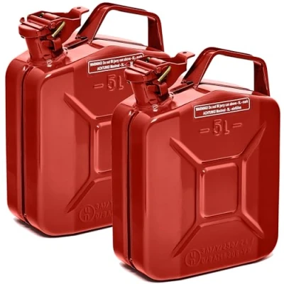 Afbeelding van BW® Metalen jerrycan, 2 x 5 liter, rood, RAL 3000, TÜV getest en VN goedkeuring, Made in Europe