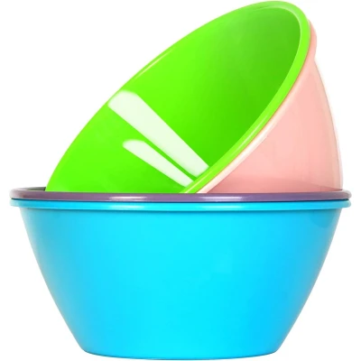 Afbeelding van Youngever 9 Stuks Plastic Kommen 1500ML, Kom Ontbijtgranen Set, Soepkommen Plastic, Grote Granen voor Mixen, Serveren, Salade &amp; Fruitschaal (Rainbow)