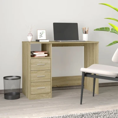 Afbeelding van Bureau met lades 102x50x76 cm bewerkt hout sonoma eikenkleurig