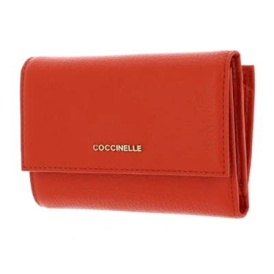 Afbeelding van COCCINELLE Leren Portemonnee Metallic Soft Wallet Grainy Leather Gazpacho Oranje