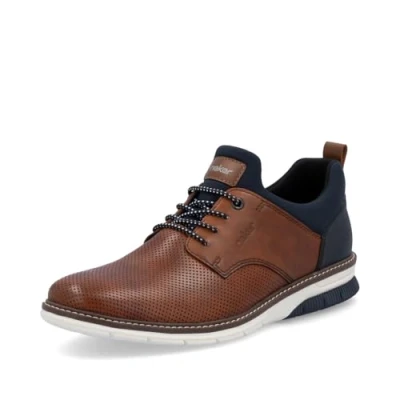 Afbeelding van Rieker Sportieve veterschoenen, Heren, Maat: 41, Nuss/lake/navy/amaretto Leer en textiel