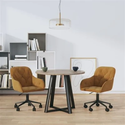 Afbeelding van vidaXL Eetkamerstoelen draaibaar 2 st fluweel bruin