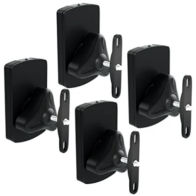 Afbeelding van deleyCON 4 x universele wandhouder voor luidsprekers, bevestiging van dozen, draaibaar + kantelbaar, bestand tegen een maximale belasting 10 kg, wandmontage plafondmontage, zwart