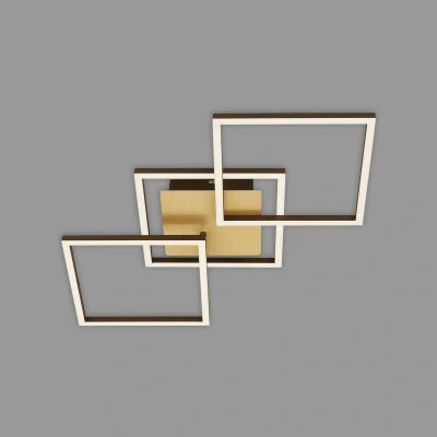 Afbeelding van Frame LED plafondlamp, goud, dimbaar, 3 lamps