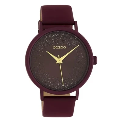 Afbeelding van OOZOO Timepieces Vuur rode horloge met chili peper leren band C11179