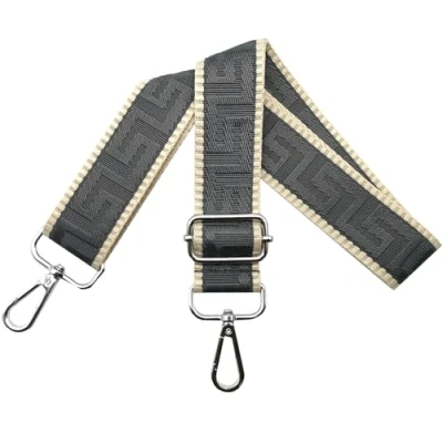 Afbeelding van tasriem, verstelbare breedte 3,8 cm, met zilverkleurige karabijnhaak, draagriem voor dames, handtassen, kaki/grijs, K9