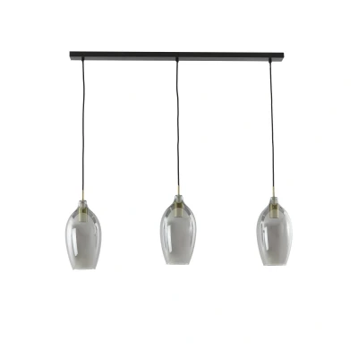 Afbeelding van Light&amp;living Hanglamp 3L 100x16,5x32 cm LUKARO antiek brons+glas smoke