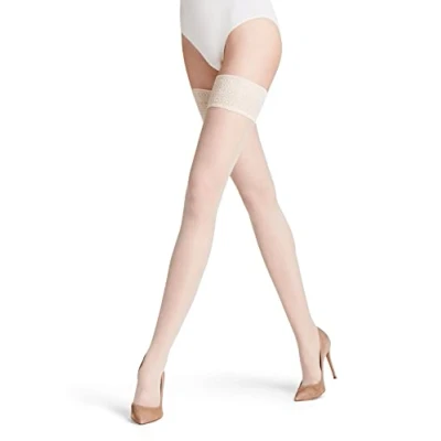 Afbeelding van FALKE Zijdegladde kousen voor dames, 15 DEN, ultra transparant, dun, huidskleur, zwart, meerdere kleuren, effen, glanzend, sluiereffect, met bevestigingsband van siliconen, 1 paar, ecru (champagne 2579)