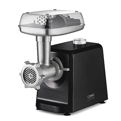 Afbeelding van CASO FW 2500 Black, vleesmolen met krachtige W motor, duurzaam titanium lemmet, retourfunctie, veel accessoires hamburgerpers, stille DC motor