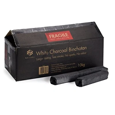 Afbeelding van Ken Chiku Witte houtskool Binchotan 10 kg briketten perfect voor barbecue lange brandduur rookvrij en geurloos restaurantkwaliteit branden gemakkelijk, grills