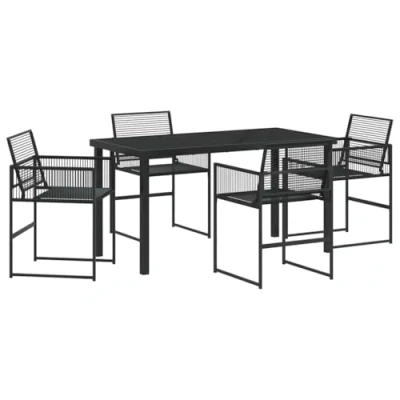 Afbeelding van vidaXL 5 delige Tuin Eetset Zwart Poly Rattan