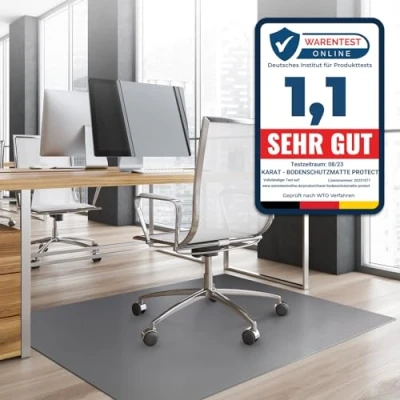 Afbeelding van KARAT Neo Vloerbeschermingsmat voor harde vloeren, vloerbescherming, bureaustoel, parket, laminaat, vloermat en dikte 1,5 mm (donkergrijs, 90 x 150 cm)