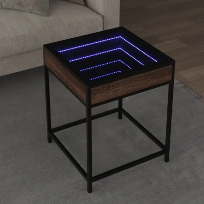 Afbeelding van Salontafel met Infinity LED 40x40x51 cm bruin eikenkleurig