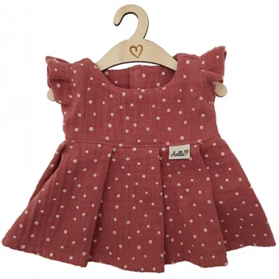 Afbeelding van Hollie poppenkleding jurkje stippen blush 34 cm