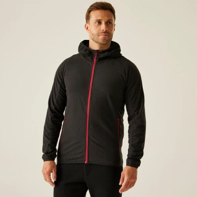 Afbeelding van Regatta Navigate Hooded Full Zip Fleece RG690 BLACK/CLASSIC RED