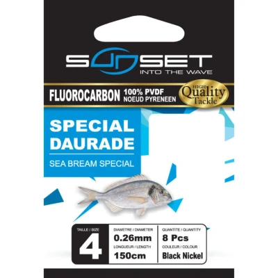 Afbeelding van Sunset Onderlijn Fluorocarbon Sea Bream Special 150cm Maat : Haak 4 0.28mm (8 pcs)