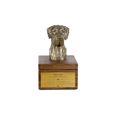 Afbeelding van Duitse Dog II urn hond voor hondenas met beeldje, gepersonaliseerde