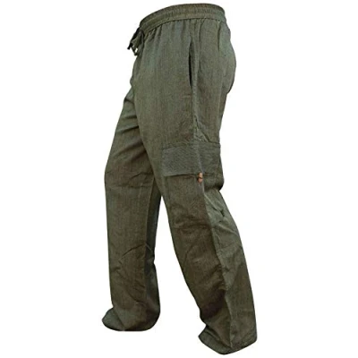 Afbeelding van Shopoholic Fashion heren zijzak licht katoen Boho Hippie broek, Groen, XL