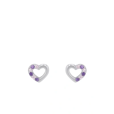 Afbeelding van Prinzessin Lillifee Stud oorbellen Oorsieraden, met Zirconia synth., 0,5 cm, Paars, Hart, Geleverd in een juwelen geschenkverpakking, 2021106