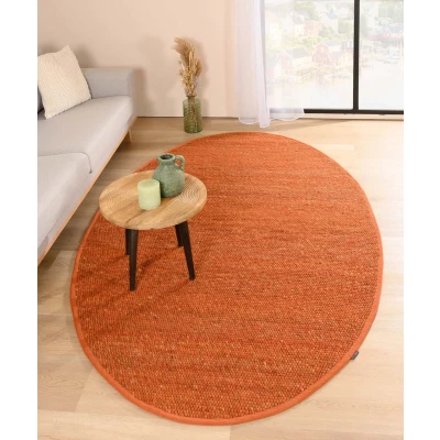 Afbeelding van Wollen Vloerkleed Ovaal Lett Cognac 205x305 Cm