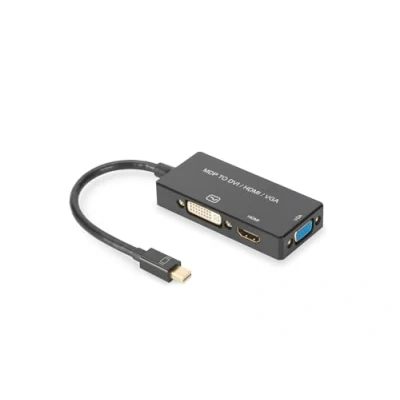 Image de ASSMANN Adaptateur vidéo Mini DisplayPort mâle pour 15 pin D Sub (DB 15) HDMI DVI femelle 20 cm triple blindage noir moulé support 4K