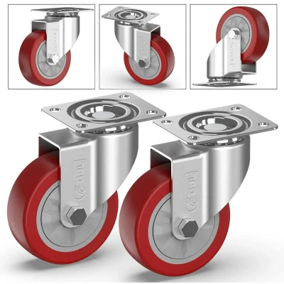 Afbeelding van GBL® 4 Zwenkwielen 100mm + Schroeven Zwaarlastwielen 600KG voor Meubels Zwenkwieltjes een Trolley Meubelzwenkwielen Transportwielen