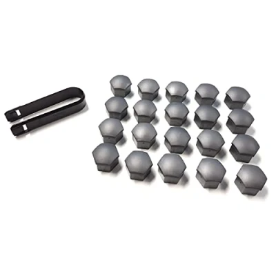 Afbeelding van Skoda 000071215PZ37 20 stuks wielboutdoppen met afzuighaak, zilvergrijs mat *** alleen voor standaard wielschroeven