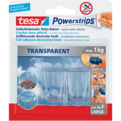 Afbeelding van tesa POWERSTRIPS® Zelfklevende haak Large Transparant Inhoud: 2 stuk(s)