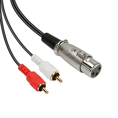 Afbeelding van MEIRIYFA XLR vrouwelijk naar 2 x RCA mannelijke Y adapter 3 polige dubbele cinch stekker stereo audiokabel (1,5 m, vrouwelijk)