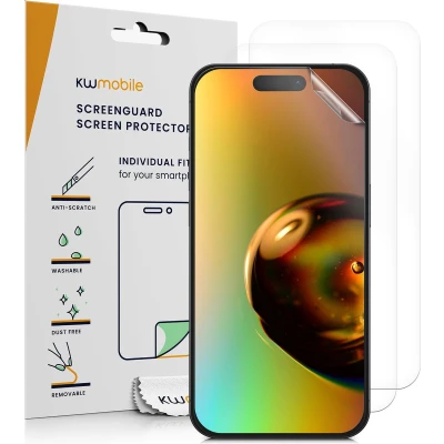 Afbeelding van kwmobile 3x screenprotectors geschikt voor iPhone 15 Pro beschermende folie smartphone