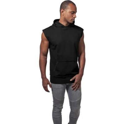 Afbeelding van Urban Classics Open Edge Sleeveless Hoodie/trui S Zwart