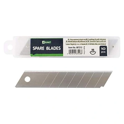 Afbeelding van D.RECT 7212 Set van 10 afbreekbare snijbladen, reservemesjes voor universeel mes, grote cuttermessen, tapijtmessen, 18 mm