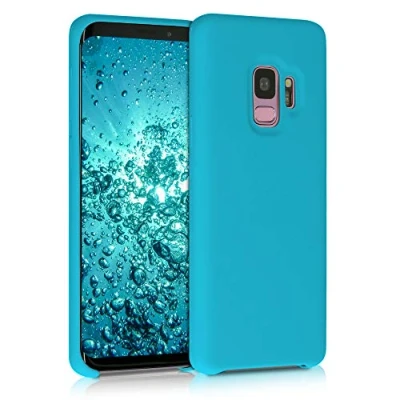 Afbeelding van kwmobile telefoonhoesje geschikt voor Samsung Galaxy S9 Hoesje met siliconen coating Smartphone case in ijsblauw