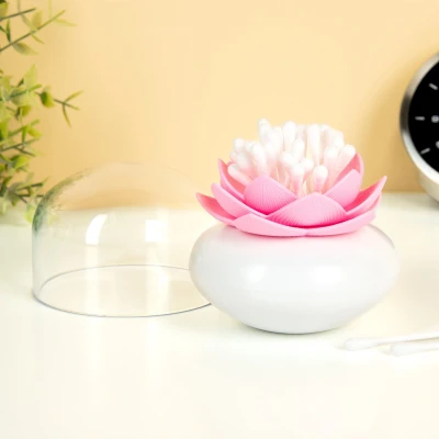 Afbeelding van Lotus Wattenstaafjeshouder Wit/Roze
