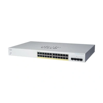Afbeelding van Netwerk: Switches: Cisco CBS220 24P 4G Managed L2 Gigabit Ethernet (10/100/1000) Power over (PoE) 1U Wit
