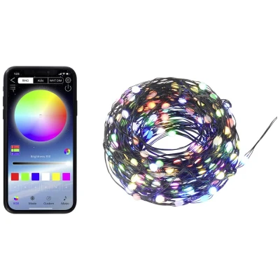 Afbeelding van Sygonix SY 5167250 USB lichtketting werkt op Aantal lampen 200 LED RGB Verlichte lengte: 19.9 m App besturing, Timer, Kleurwissel