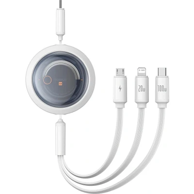 Afbeelding van Baseus 3 in 1 Kabel USB C naar Micro / Lightning 1.1M Wit