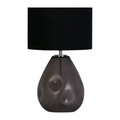 Afbeelding van Devon tafellamp, zwart/rookgrijs Hoogte 44,5 cm textiel/glas