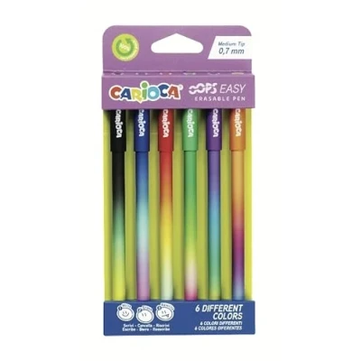 Image de Carioca Oops Easy Lot de 6 stylos effaçables avec encre thermosensible Couleurs dégradées Pointe 0,7 mm