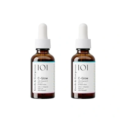 Image de Geek &amp; Gorgeous C Glow 15 % de vitamine + acide ferulique et sérum à la E, protège contre les dommages environnementaux, boosts collagène teint peau tous types peau, lot