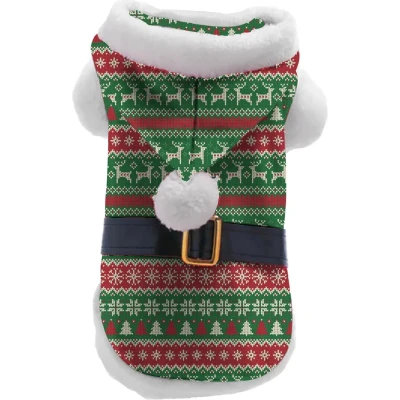 Afbeelding van Plenty gifts kerst hondenjas gestreept print rood / groen Xl