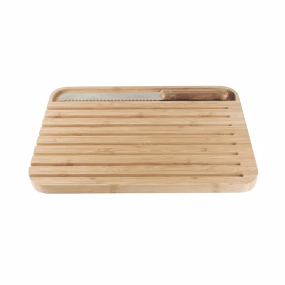Afbeelding van Pebbly Broodplank Met Broodmes Set Van 2 Beige